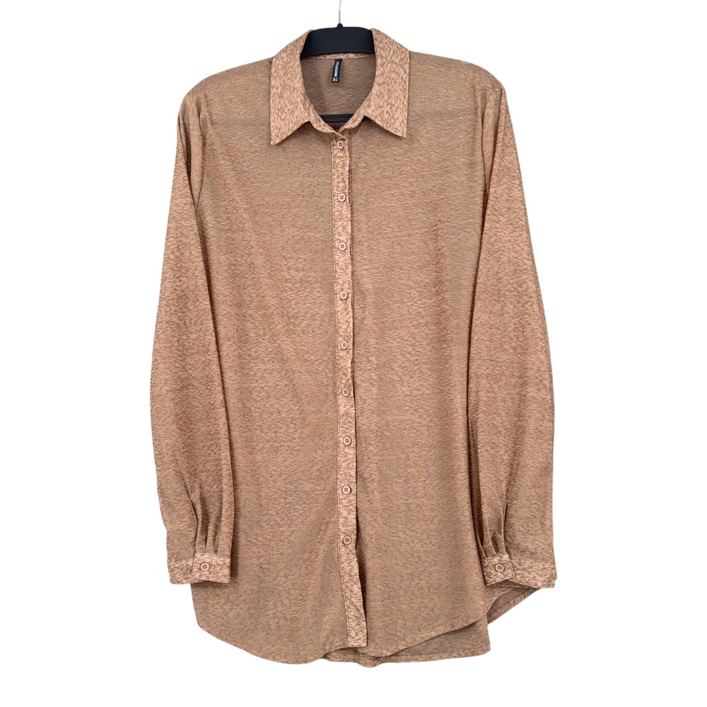 PrettyLittleThing Button Down Blouse Womens US 6 Polyester Brown